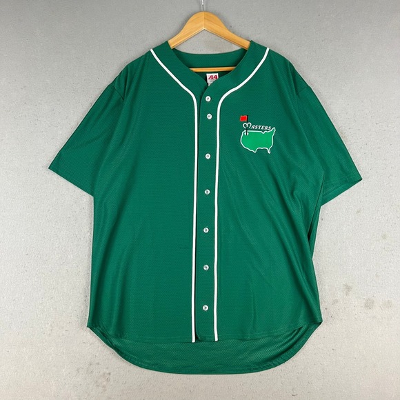 Masters Golf Tournament Baseball Shirt Jersey Green Mesh Button Up Mens L - Picture 2 of 7